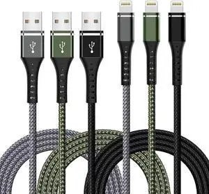 [ MFi Certified] iPhone Charger Fast Charging 3-Pack 3FT Lightning Cable Nylon Braided iPhone Charger Cord Compatible with iPhone 14 13 12 11 Pro Max XR XS X 8 7 6 Plus SE iPad and More 3FT
