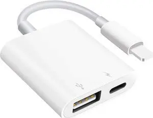 USB Camera Adapter with Charging Port Portable USB Female OTG Adapter Compatible for iPhone iPad iPad to USB Adapter Plug and Play Support Card Reader