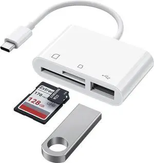 USB C to Micro SD TF Memory Card Reader 3-in-1 USB C Card Read Compatible with iPad Pro MacBook Pro/Air Chromebook USB Camera Card Reader Adapter for XPS Galaxy S10/S9 and More USB C Devices