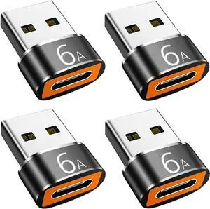 USB to USB C Adapter 4 Pack USB C Female to USB A Male Adapter Type C to USB A Charger Cable Converter Compatible with iPhone 15 14 13 12 Pro Apple Watch Airpods Galaxy S23 S22 S21