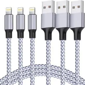 for iPhone Charger [MFi Certified] Lightning Cable 3PACK 6FT Nylon Braided USB Charging Cable High Speed Transfer Cord Compatible with iPhone 14/13/12/11 Pro Max/XS MAX/XR/XS/X/8/iPad