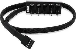Fan Hub Splitter Extension Cable, 1 to 5 Way Power Supply Cable PWM PC Motherboard Case Fan Power Adapter Extension Cord Hub for Desktop Computer Case 4-Pin and 3-Pin Cooling Fan