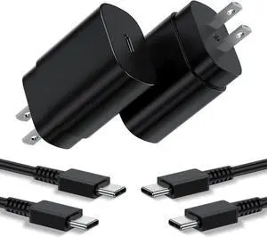 Type C Charger 2Pack 25W PD USB Wall Charger Super Fast Charging Block & 6ft Android Phone Cable Cord for Galaxy S24 S23 S22 S21 S20 (Plus Ultra)/ Note 20 10 9 8/ S10 S9 S8 Pixel 6 5 4 Pro XL
