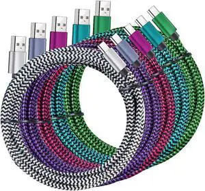 USB Type c Cable, 5 Pack (6FT) Nylon Braided 3A Fast Charging Cord for Galaxy S9 S8 Note 9 Note 8 Galaxy Note 20 10 S21 S20 S10 Plus