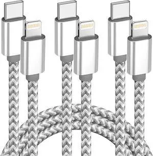 USB C to Lightning Cable 3Pack 6 FT MFi Certified iPhone Fast Charger Type c to Lightning Cable Nylon Braided iPhone Cord for iPhone 13 12 11 Pro Max Xr Xs 8 7 6 Plus and More