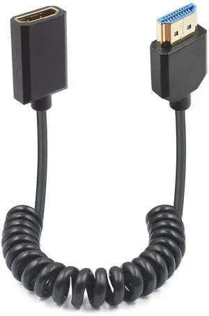 8K Coiled HDMI Extension Cable, Extreme Thin HDMI Male to Female Coiled Cable 48Gbps Ultra High Short HDMI Cable 8K@60Hz Resolution Backward Compatible for 4K Ultra HD, 1080p 4FT/1.2M