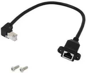 RJ45 Ethernet Adapter Cable 90 Degree Downward Male to Famale Ethernet Switch Adapter Cable for CAT 5/CAT 6 LAN Ethernet Socket Connector Adapter Cat5 Cat6 Cable(Downward)