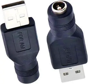 USB to DC Power Adapter USB 2.0 A Male to DC 5.5x2.1mm Female Connector DC5521 Female to Type A Male Adapter for Laptop PC Smart Phone 2 PCS