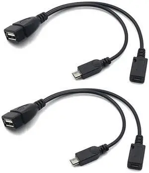 2-in-1 Micro USB to USB Adapter (OTG Cable + Power Cable) for Fire Stick, PlayStation Classic and More - 2 Pack