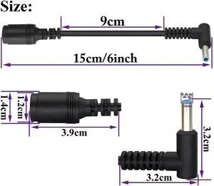90 Degree Tip Laptop Power Cable DC 7.4mm x 5.0mm Female to 4.5mm x3.0mm Male Charging Connector DC Power Converter Cable DC Jack for HP Notebook Adapter Replacement Power Cord(15cm/2Pack)