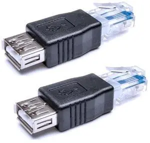 2 Pack Ethernet to USB Adapter, USB to Ethernet Adapter, RJ45 Ethernet Male to USB Female Converter, USB to RJ45 Connector for ADSL Modem, Router, Camera with Network Function