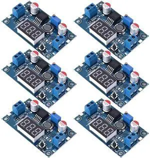 LM2596 DC-DC Buck Power Converter Module, Adjustable Voltage Regulator 4-40V to 1.25-37V Buck Converter with LED Voltmeter Display (Pack of 6)