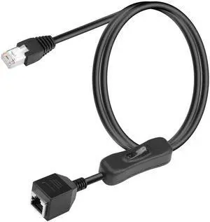 Cat6 Ethernet Cable with On/Off Switch High Speed RJ45 Male to Female Extension Cable with 304 Switch Cat6 Internet Network Cable,1M 3.3FT (Male to Female)