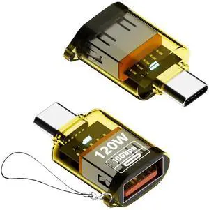 USB to USB C Adapter PD 120W Type-C Male to USB-A Female Adapter 10Gbps Data Transfer & Fast Charging Compatible with Laptop, Phone, Tablet & PC, 2 Pack (C Male to A Female)