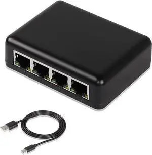 RJ45 Network Splitter Adapter Gigabit,1000Mbps Ethernet Cable Splitter, RJ45 Network Extension Connector,Four Devices Share The Internet at The Same Time (Black Gigabit 1 to 4)