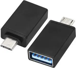 OTG Micro to USB Adapter, Aluminum Alloy Micro USB Male to USB 2.0 A Female OTG (On The Go) Adapter for Android Smartphone Tablets More USB and Micro Devices (2 Pack-Black)