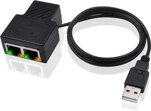 RJ45 Splitter Adapter, Ethernet Splitter RJ45 Network Extension Connector for Cat5, Cat5e, Cat6, Cat7 Cable Works for Two Devices of Internet Simultaneously, for Router TV Box PC Lapop