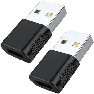 USB C Female to USB Male Adapter 2 Pack, USB Type C Cable to USB A Charger Converter for Apple Watch Ultra SE Series 8 7, iPhone 14 13 12 11, AirPods, iPad and More - Black