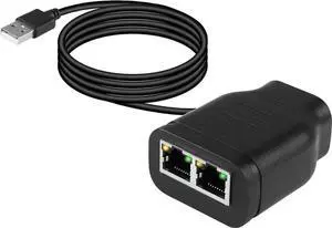 Gigabit Network Splitter Adapter,RJ45 1 to 2 High Speed 1000/100Mbps Ethernet Splitter with USB Power Port for Computer, Hub, Switch, Router, ADSL, Set-top Box, Digital TV, etc