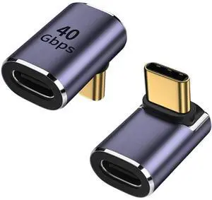 90 Degree Right Angle USB C Male to USB C Female Adapter, Up and Down USB Type C Adapter Extender for Steam Deck, ROG Ally, Switch, Notebook, PC, Tablet, Phone and More - 2 Pack