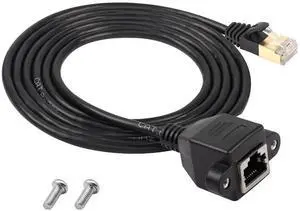 Cat8 LAN Cable, RJ45 Male to Female Shielded Ethernet Network Connector Screw Panel Mount Extension Cable for Router Modem TV PC Computer Laptop (M/F 1.5M/4.9FT)