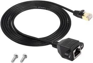 Cat8 LAN Cable, RJ45 Male to Female Shielded Ethernet Network Connector Screw Panel Mount Extension Cable for Router Modem TV PC Computer Laptop (M/F 2M/6.56FT)