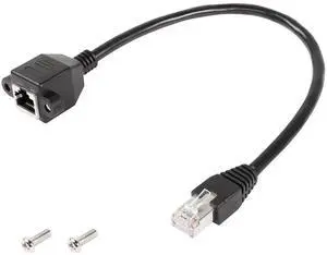 RJ45 Ethernet Cable, Shielded Cat 6 LAN Cable, Male to Female Ethernet Extension Cable for for Router Modem Smart TV PC Computer Laptop 0.3M (Straight)
