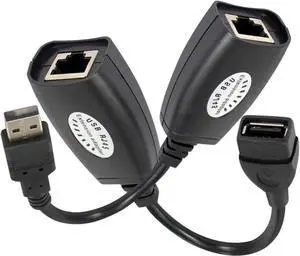 USB to RJ45 Extension Adapter Over RJ45 Ethernet LAN Splitter Cable USB 2.0 Extender Over Cat5/Cat5e/Cat6 Cable Connector Adapter up to 150ft 1 Pair