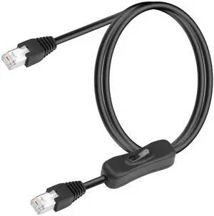 3.3Ft Cat6 Ethernet Cable with 304 On/Off Switch, RJ45 Male to Male Internet Network Cord, High Speed, Compatible with PC, Laptop, Router, Switch