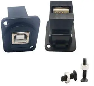 USB 2.0 D Panel Mount Connector USB B to USB A Adapter Solderless Socket Female to Female Converter Data Transfer for Audio Video Optoelectronic Network
