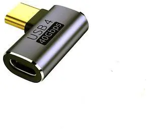 USB C 90 Degree Adapter 40Gbps Right Angle USB 4 Adapter Type C Male to Female Side Bend Extender PD 100W Fast Charging 8K@60Hz for Laptop,Tablet,Type C Device