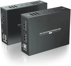 HDMI KVM USB Extender for Remote Mouse and Keyboard Control of 1080P Signals Over 50m (164ft) Cat5 Cat6 Cat5e Cat7 Ethernet Cable