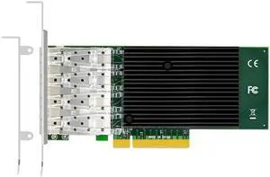 ST7219 4-Port 10G SFP+ Ethernet Network Card with Intel X710-BM1 Controller, PCIE 3.0 X8 Interface, Support Windows 11/10/Windows Server/Linux/ESX/VMware ESXi(Not Support Mac OS)