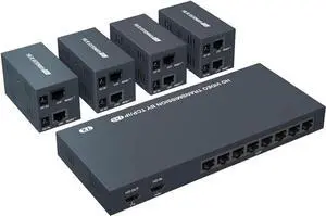 150m HDMI Splitter Extender 1x8 Transmit Remote 1080P Audio Video Over Cat5e/6 Ethernet Mirror 8 Screens Support Loopout Remote 1 in 8 Out for TV