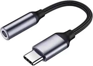 USB C to 3.5mm Headphone Adapter USB Type C Dongle Audio Jack Converter DAC Chip Braided Cable Aux Earbuds Adapter for Samsung Galaxy S21+ Ultra S20 FE Note 20 OnePlus 8T 9 Pro 7T Pixel5 Black