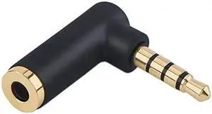 Angle 35mm Audio Adapter 18 TRRS Stereo Headphone Connector Male to Female Compatible with Headset Tablets MP3 PlayersGame ControllerSpeakersBlack