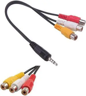 3.5mm AV Male to 3RCA Female Audio Video Cable Stereo Adapter Cord M to F AV Adapter Cable 3.5mm to 3RCA