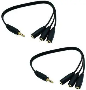2pcs 1M/3F Audio Splitter, 1FT Gold Plated 3.5mm TRRS Male to 3 x 3.5mm Stereo Jack Female 1 Input 3 Output Audio AUX Splitter
