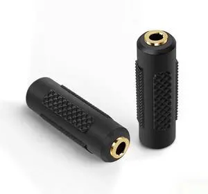 3.5mm Stereo Jack to 3.5mm Jack Adapter Female to Female Audio Connector Coupler Gold Plated for Stereo Cable Speaker & Headphone 2 Pack