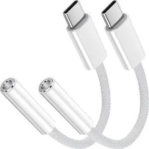 USB C to 3.5mm Jack Audio Adapter 2 Pack USB Type C to Headphone Aux Jack Adapter Dongle Cord Compatible with iPhone 15 Pro Max, Samsung Galaxy S24 S23 Ultra, iPad Pro, MacBook