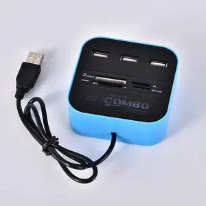 Blue USB Splitter Memory Card Reader USB sd Card Reader Card Reader for Camera Memory Card Micro sd Reader Card Reader 7 in 1
