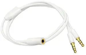 3.5mm Headphone Audio Splitter 1 Female to 2 Male TRS Y 3.5mm Splitter Cable Gold-Plated Stereo Jack for PC Smartphone MP4 Earphone Mp3 Speaker 19.68 inch 0.5m White