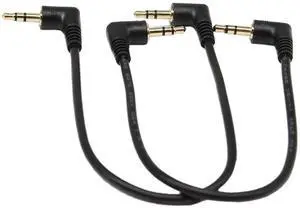 3.5mm Stereo Audio Cable, (2-Pack) Gold Plated 90 Degree Right & Left Angled 3.5mm Male to Male Stereo Audio Cable for Smartphones, Tablets, Media Players(3-P,9inch)