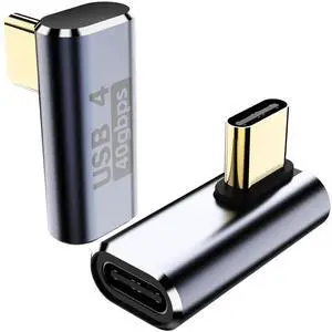 90 Degree USB C Adapter, Right Angle USB C 240W Male to Female Adapter Extender for Steam Deck, ROG Ally, MacBook, Tablet, Phone and More - 2Pack
