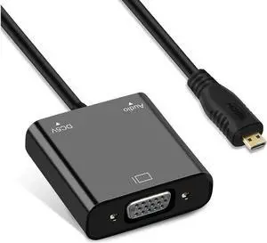 Micro HDMI to VGA Adapter Active Micro HDMI to VGA Video Converter with 3.5mm Stereo Audio Micro HDMI to VGA Cable (Male to Female) Compatible with Laptop Projector HDTV Chromebook