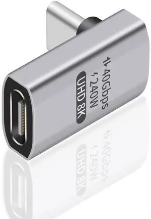 USB C 90 Degree Adapter [ 40Gbps, 240W PD,8K@60Hz Video] 90 Degree USB C Angle Adapter, Type C Male to Female Extender Connector for Tablet, HUB, Thunderbort ect 1 Pack