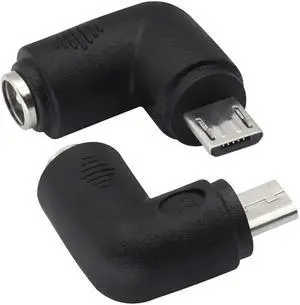 90 Degree Micro DC Power Adapter 90 Degree DC5.5x2.1mm to Micro USB 5V DC Power Supply Charging Connector for Cellphone, Tablet,MP3 and Micro USB Device.(2Pack/Micro)