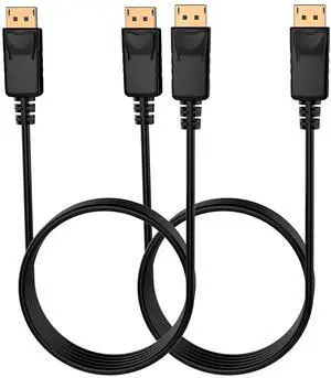 4K DisplayPort to DisplayPort Cable, 6 Feet, Gold-Plated High Speed Display Port 1.2 Cable (4K@60Hz, 2K@144Hz) DP Cable Compatible with Computer, Desktop, Laptop, PC, Monitor, Projector 2 Pack
