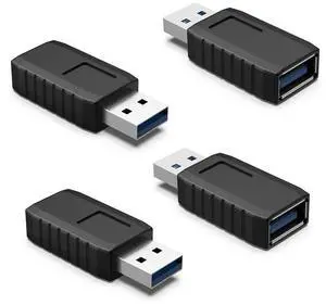 USB Coupler Male to Female 4Packs USB 3.0 Type A Adapter Superspeed 5Gbps USB Port Extension Connector Bridge Compatible with Laptop Computer Hard Drive Printer Camera