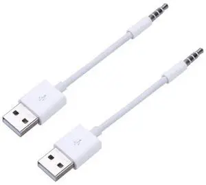 2pcs/lot USB Type A Male to Aux 3.5mm Male Cable Audio Plug Connector Headphone Cables Compatible with Shuffle 3rd, 4th, 5th, 6th and 7th Generation